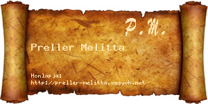 Preller Melitta névjegykártya
